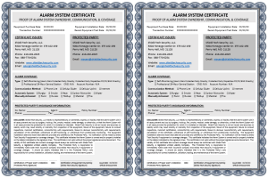 Alarm Insurance Certificate